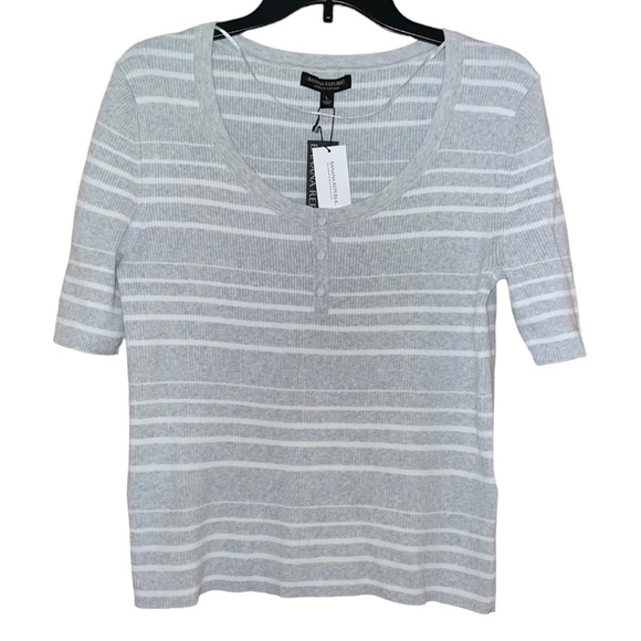 NWT Banana Republic Short-Sleeve Ribbed Henley Top - Picture 2 of 7